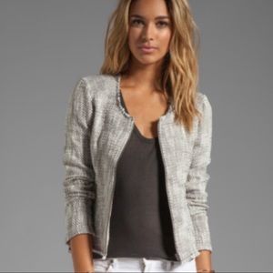 •JOIE• Collis Tweed Zip Up Blazer & Frayed Edges